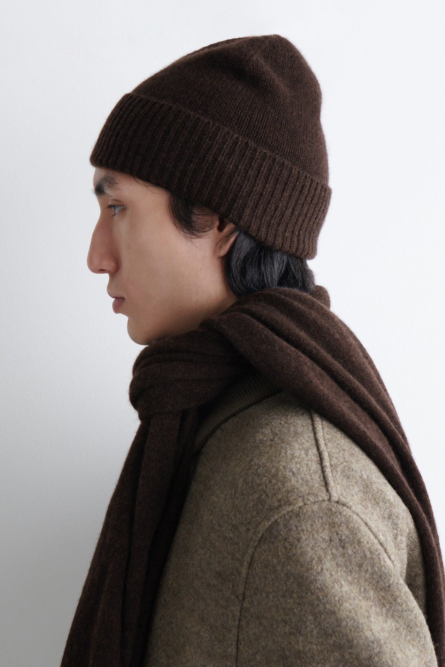 BEANIE AUS KASCHMIR - DUNKELBRAUN/HELLGELB/ORANGE/Dunkelgrau/SCHWARZ - 4