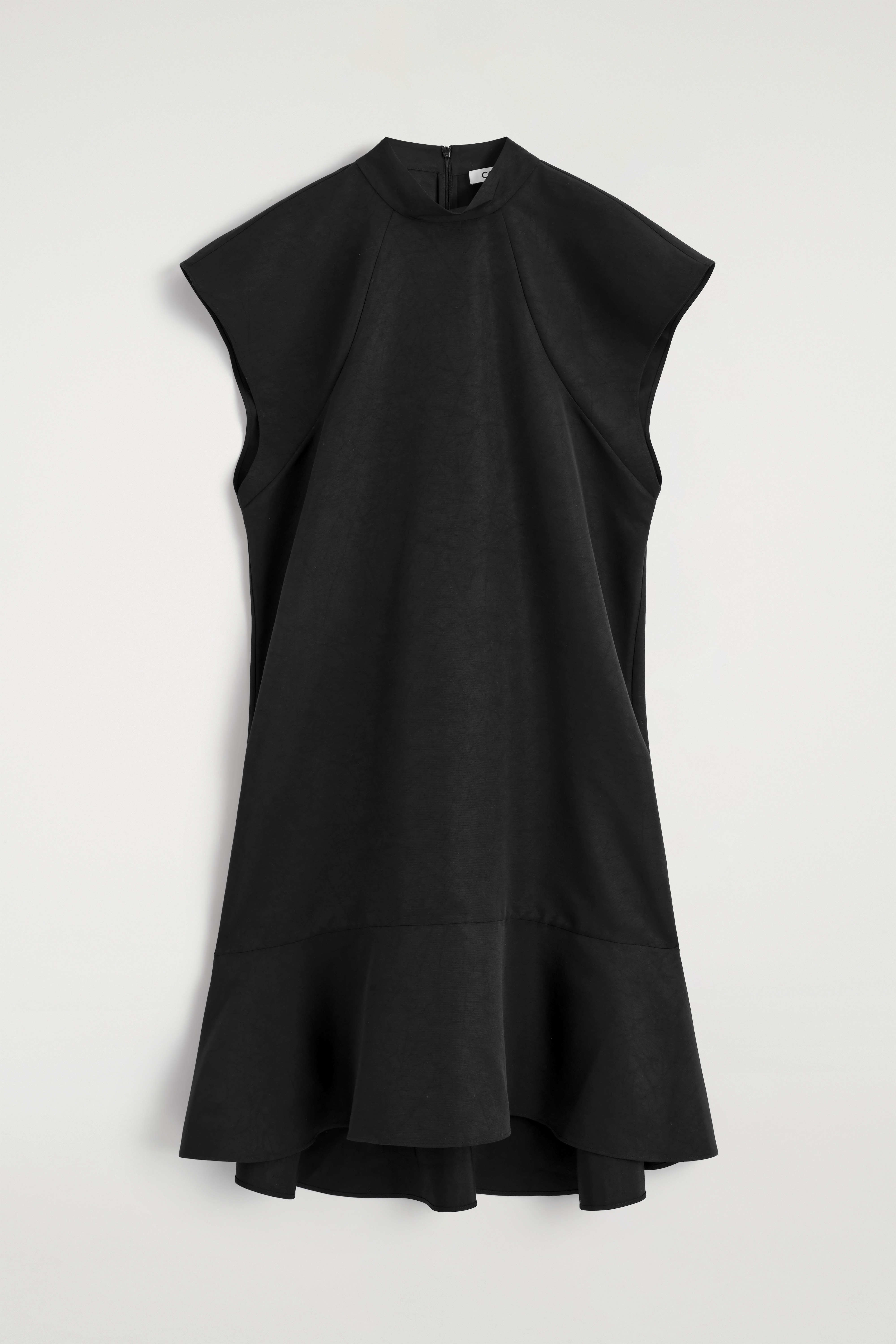 Gesculpteerde jurk met hoge hals - ZWART/buinbeige