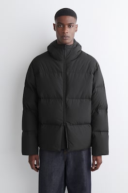HOODED DOWN PUFFER JACKET — BLACK 2