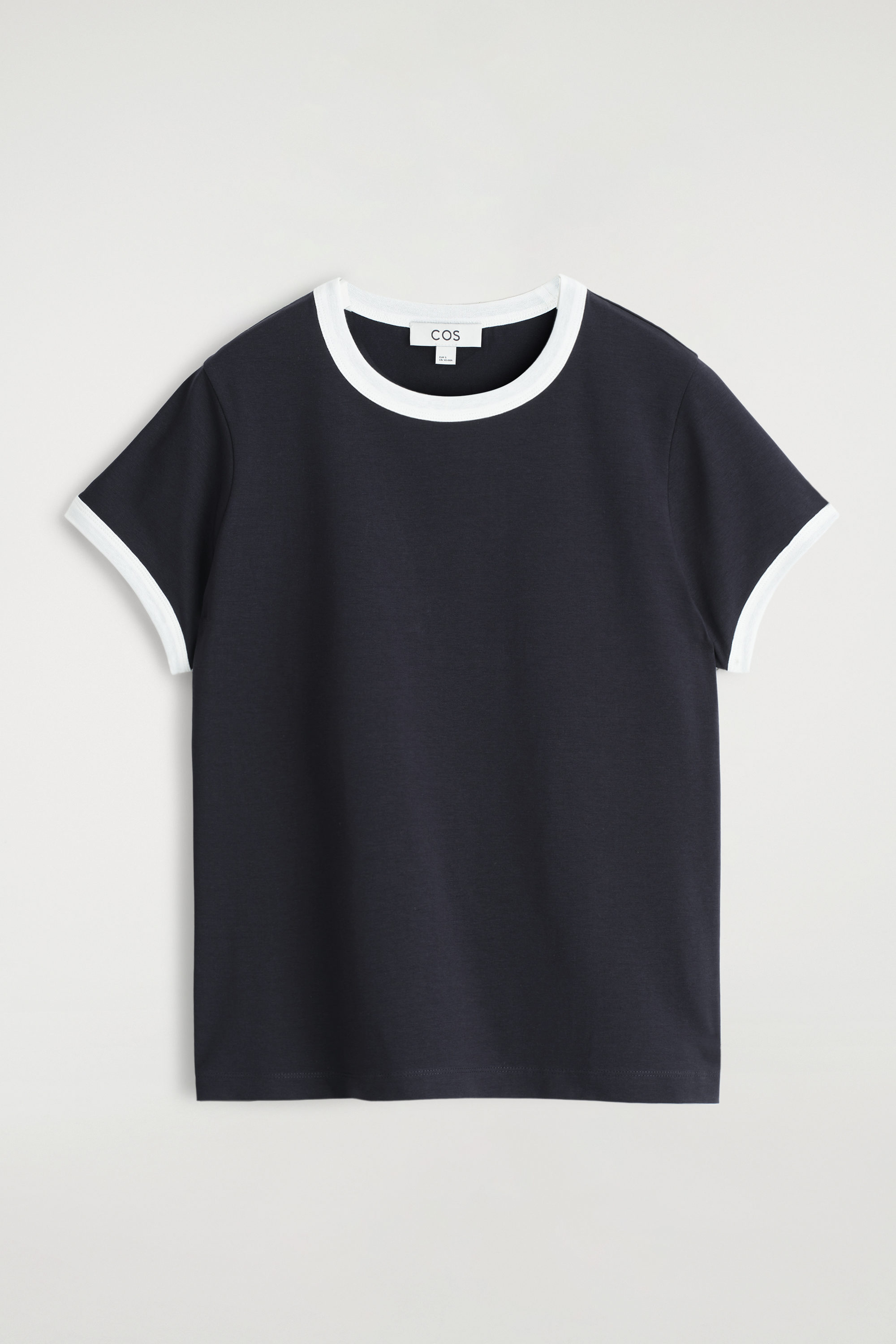 SHRUNKEN RINGER T-SHIRT - NAVY / WHITE | COS