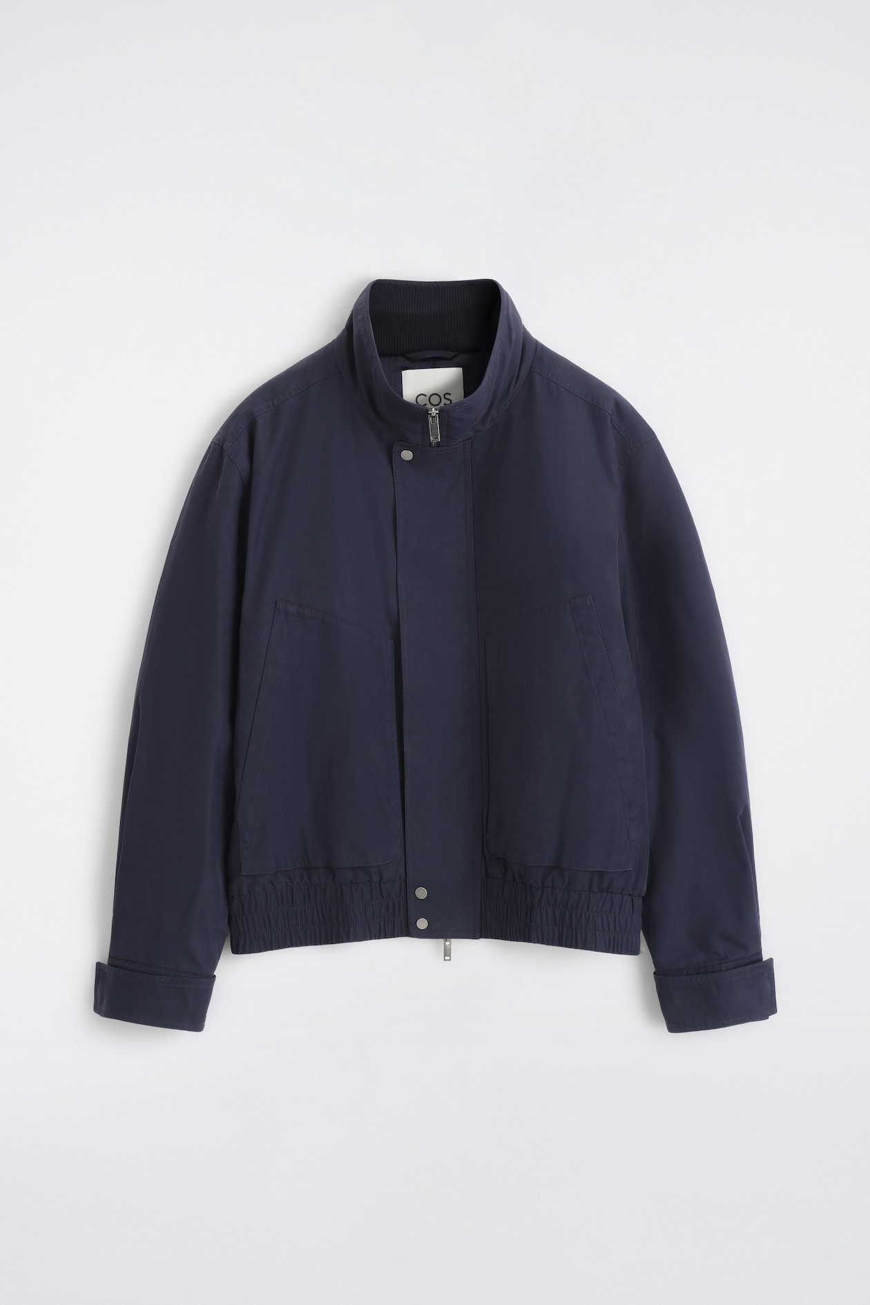 PADDED MOCK-NECK BOMBER JACKET — NAVY