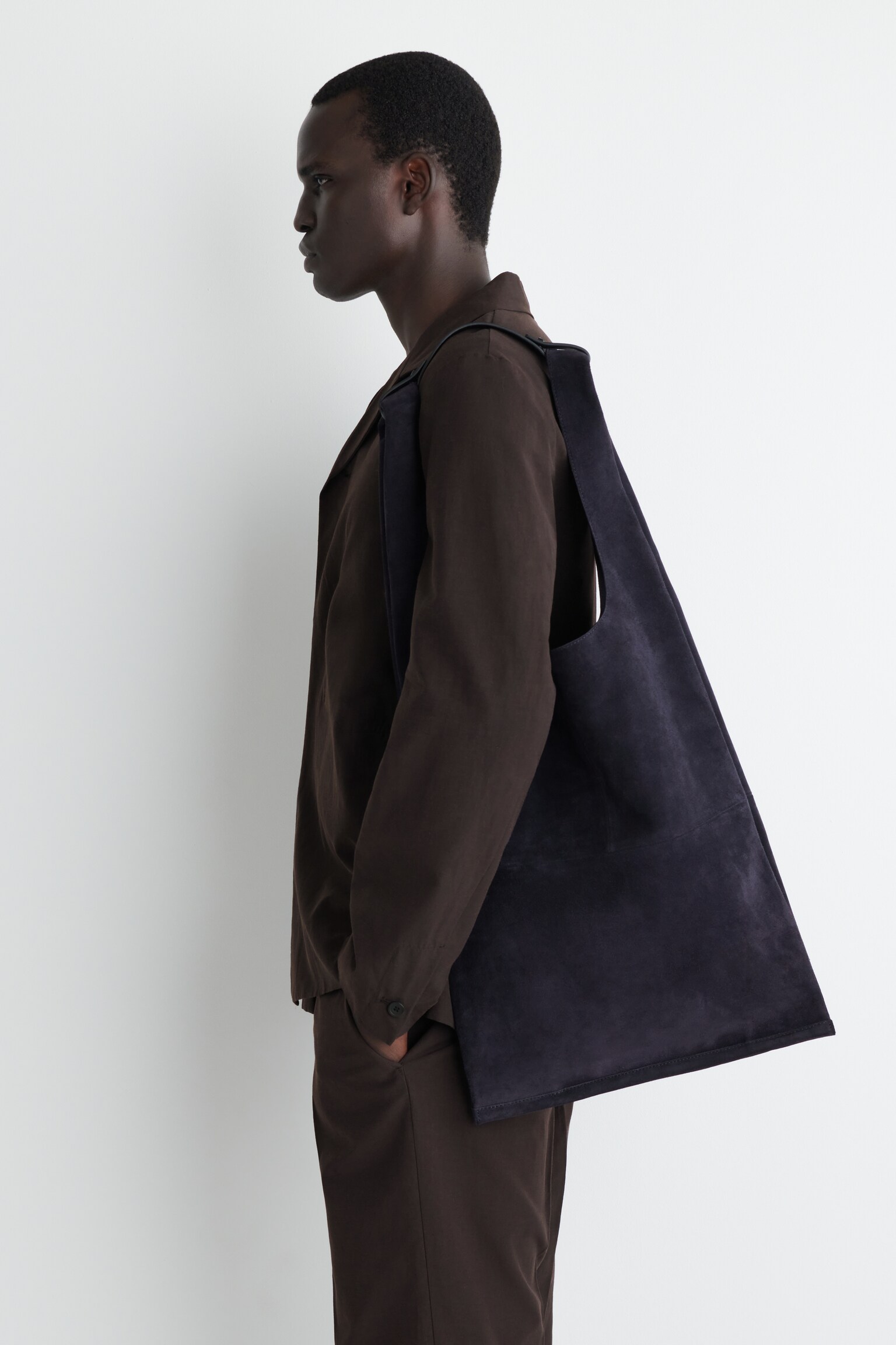 TOTE BAG SLOUCHY - DAIM - BLEU MARINE/CHOCOLAT/GRIS - 3