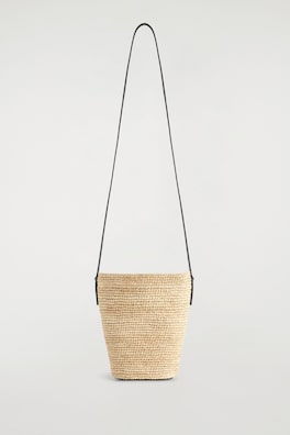 MINI BUCKET BAG - STRAW — BEIGE / BLACK 3