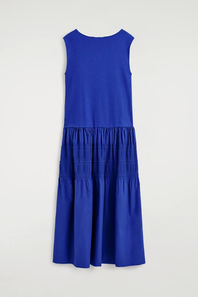 GESTUFTES MIDIKLEID MIT RAFFUNGEN - Blau/SCHWARZ/WEISS - 1