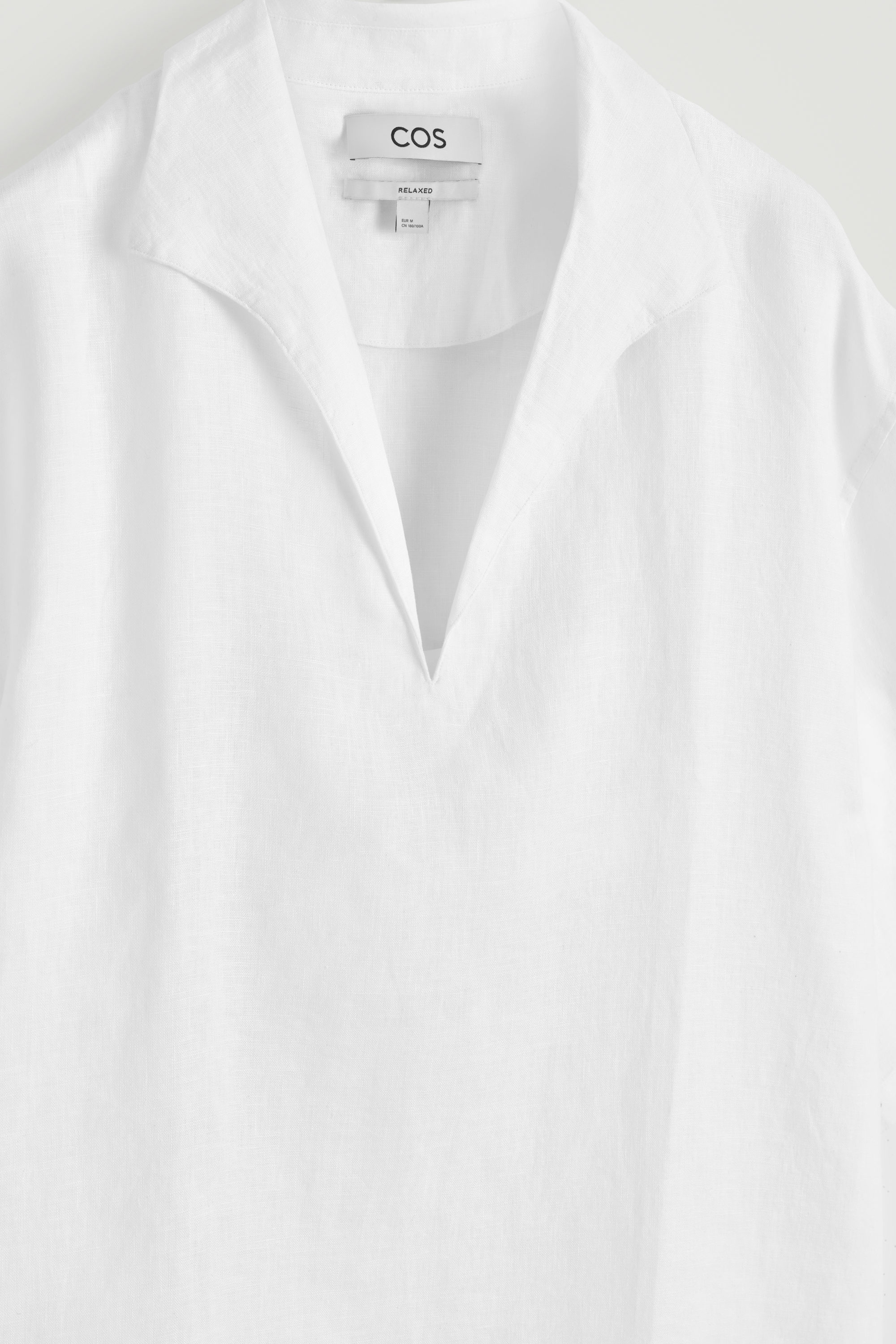 COS オープンカラーリネンシャツ opencollar linen shirt OPEN-COLLAR LINEN SHIRT - WHITE | COS