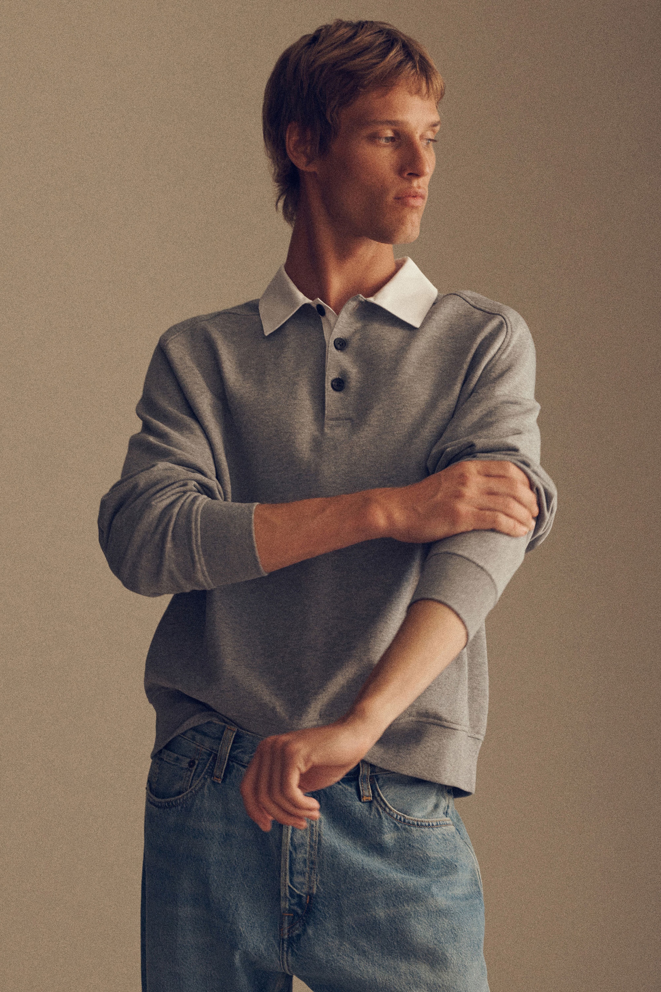 CONTRAST-COLLAR JERSEY POLO SHIRT