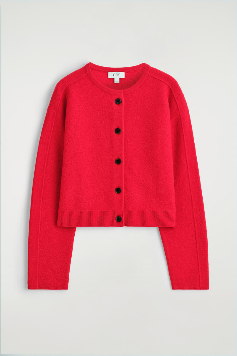 Cos Boiled-wool Cardigan In Red
