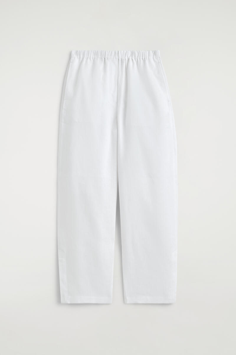 Elasticated Linen Barrel-Leg Pants