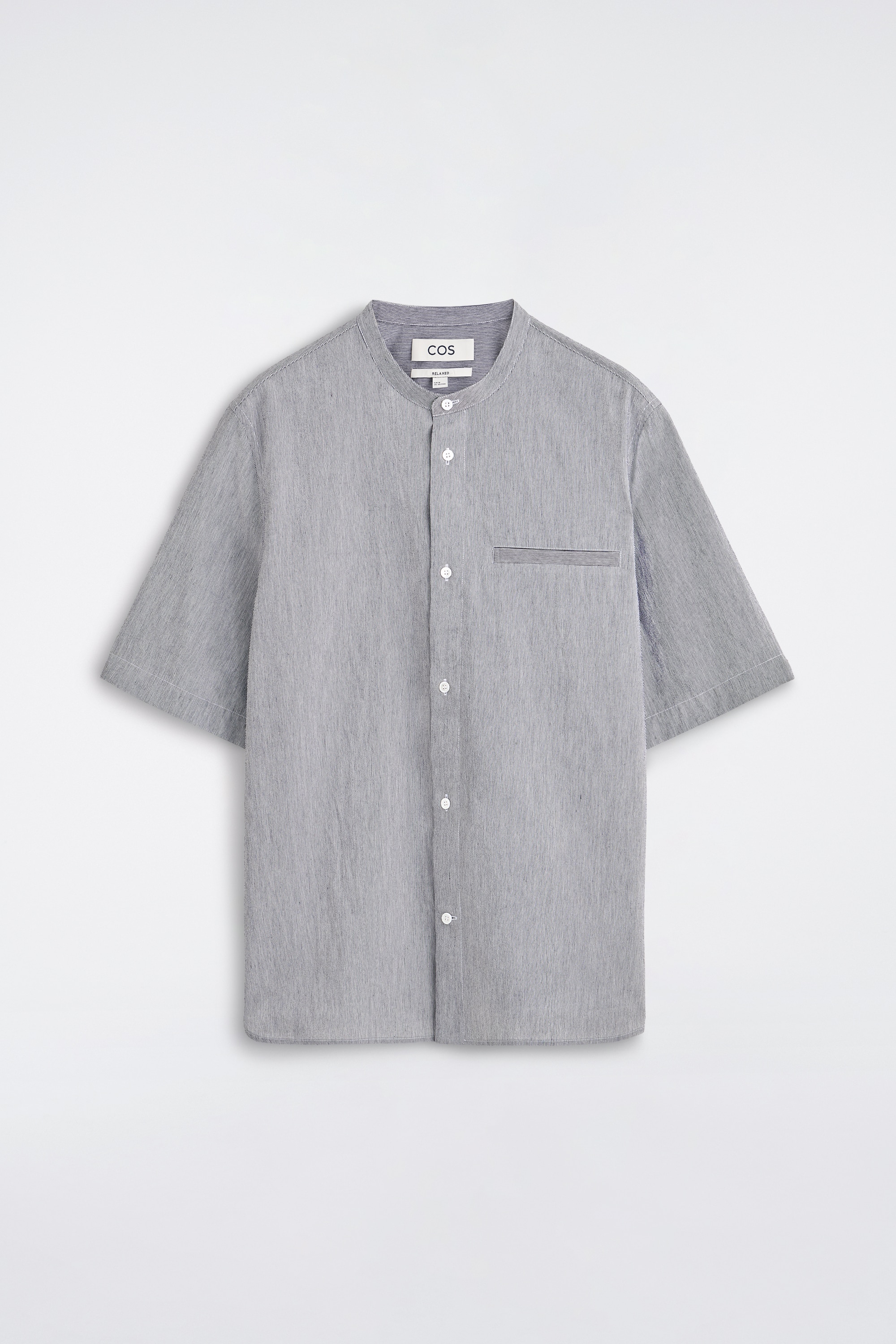 CHEMISE À MANCHES COURTES ET COL OFFICIER - BLEU / BLANC / RAYURES/VERT CLAIR