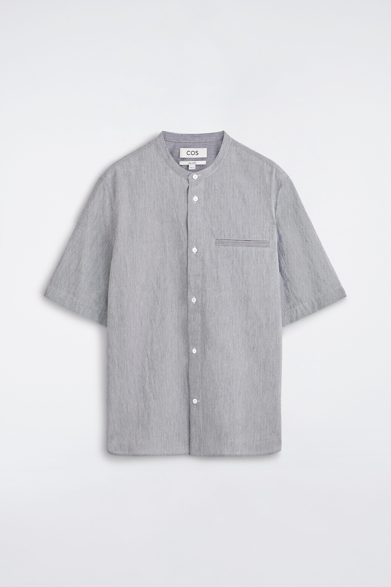 RELAXED-FIT SEERSUCKER GRANDAD-COLLAR SHIRT