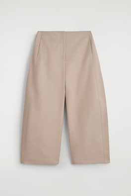 CROPPED BARREL-LEG COTTON TROUSERS — BEIGE 6