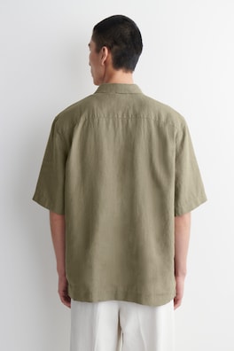 LINEN SHORT-SLEEVED SHIRT — KHAKI 3