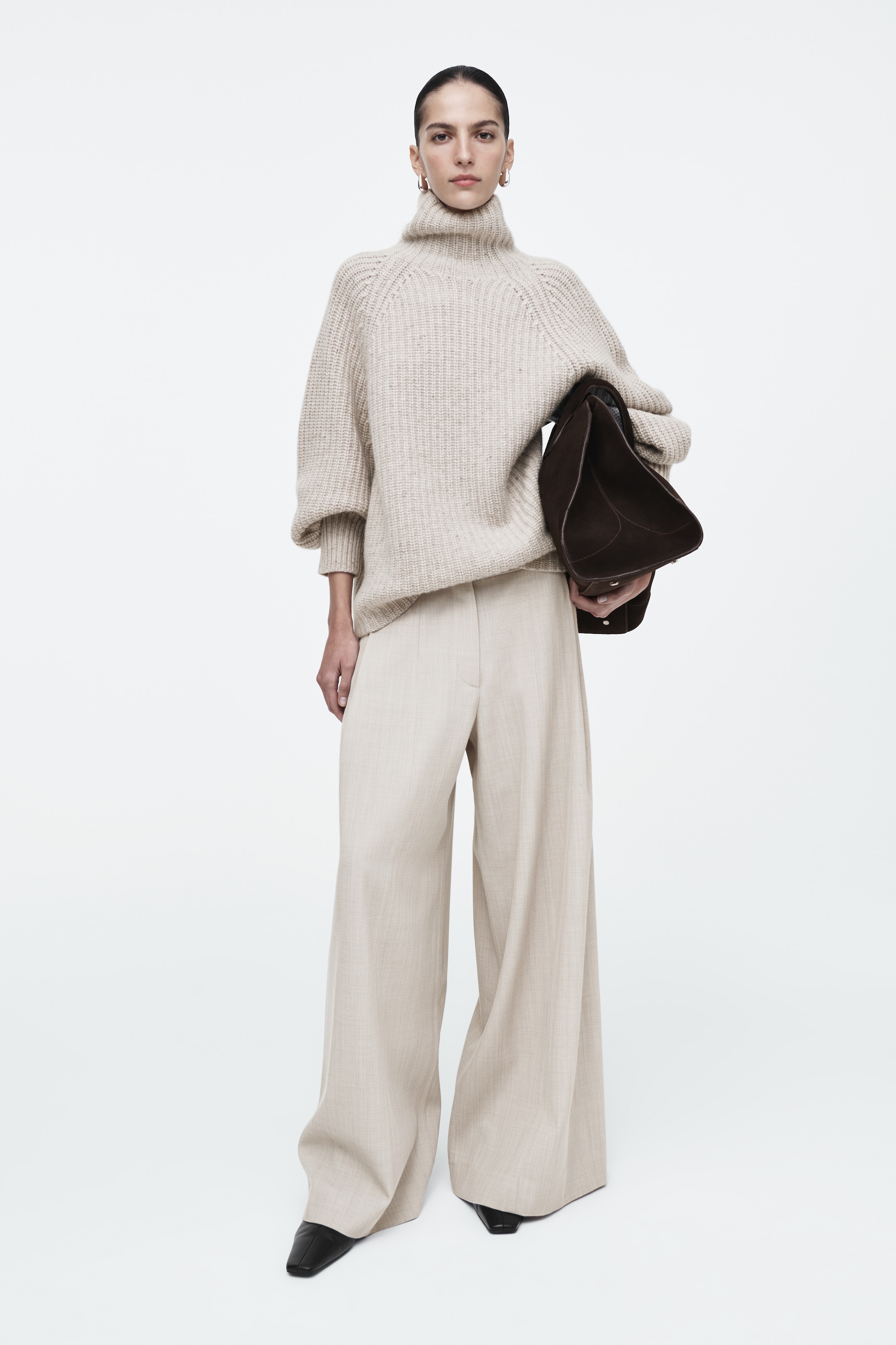 Grösseres Bild ansehen: LOCKERE HOSE AUS WOLL-MIX MIT WEITEM BEIN - HELLES BEIGE - DAMEN | H&M CH 1