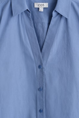 OPEN-COLLAR COTTON-POPLIN SHIRT — BLUE 7