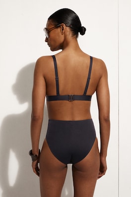 BONDED-SCUBA V-NECK BIKINI TOP — NAVY 3