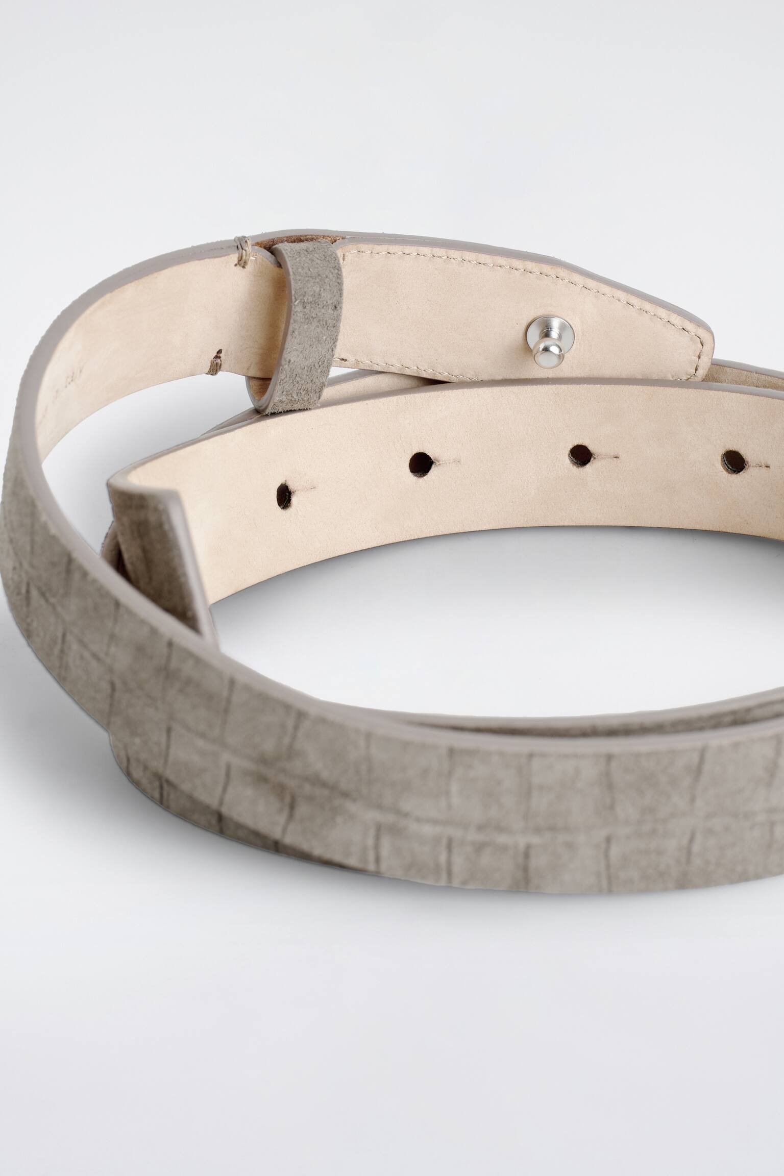 VELOURSLEDERGÜRTEL IN KROKODILOPTIK OHNE SCHNALLE - GRAU - 3