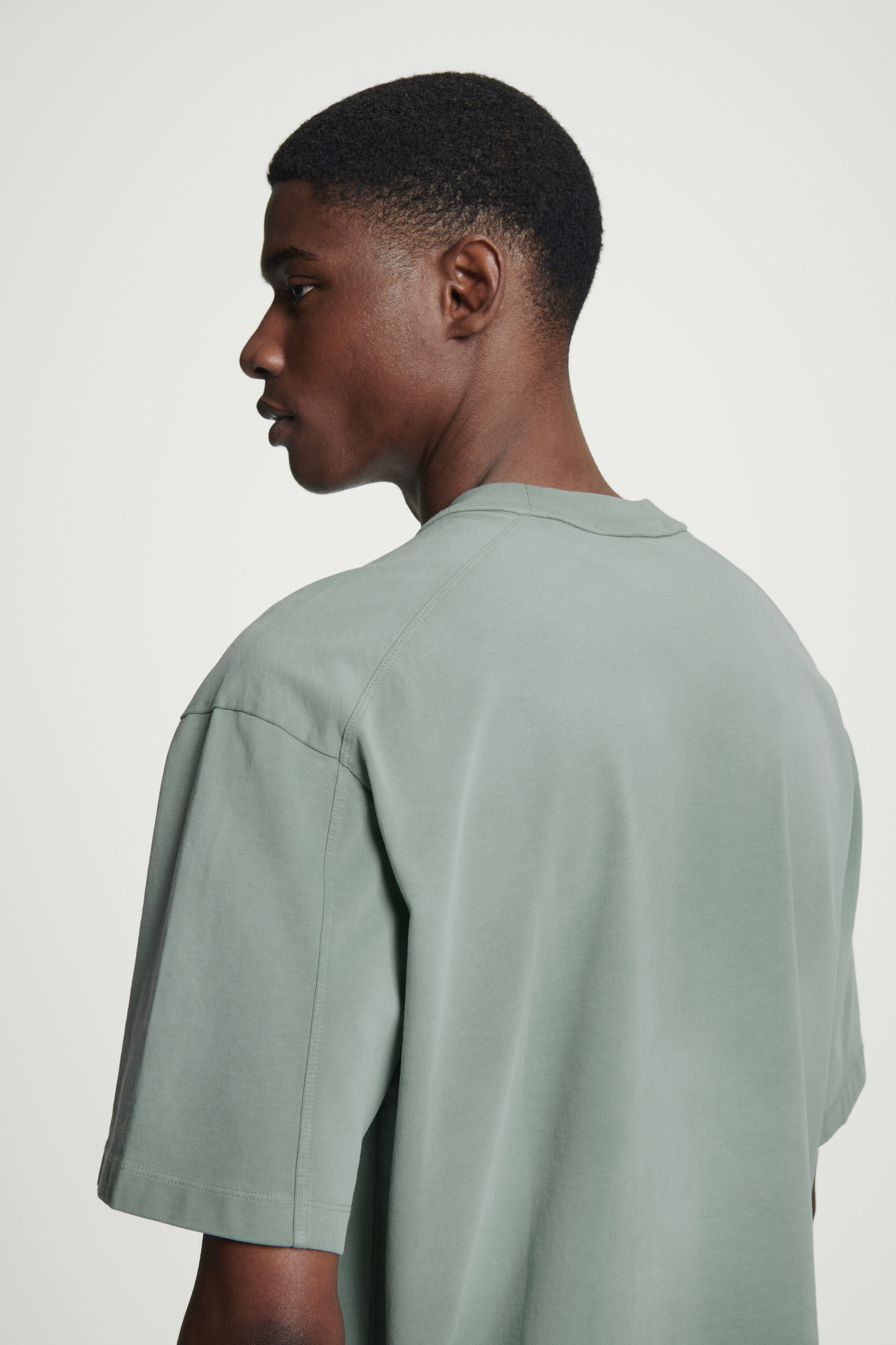OVERSIZED WASHED-JERSEY MOCK-NECK T-SHIRT - GREEN | COS