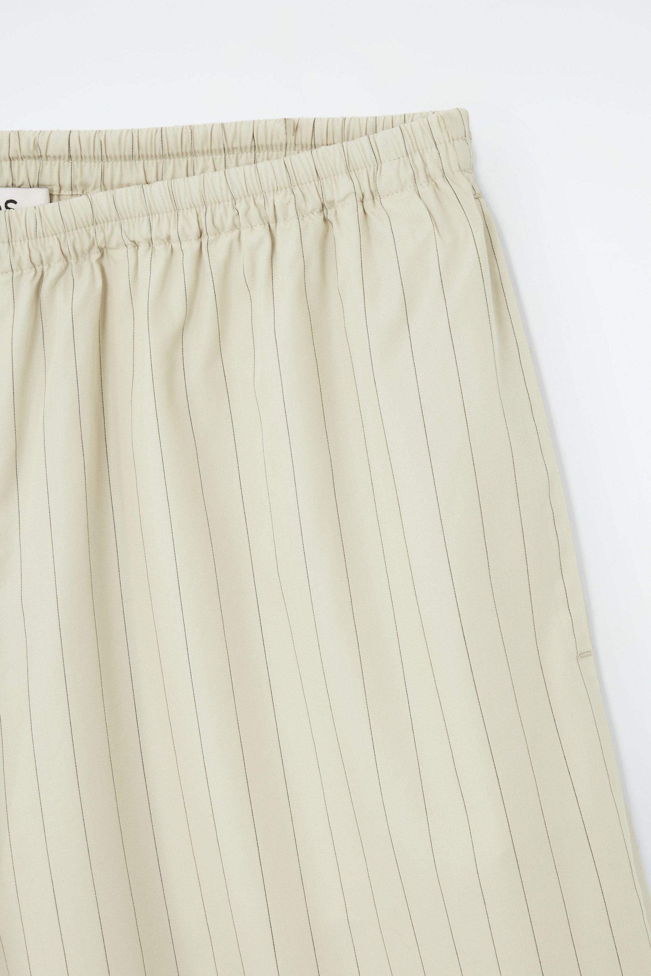 PINSTRIPED KNEE-LENGTH SHORTS