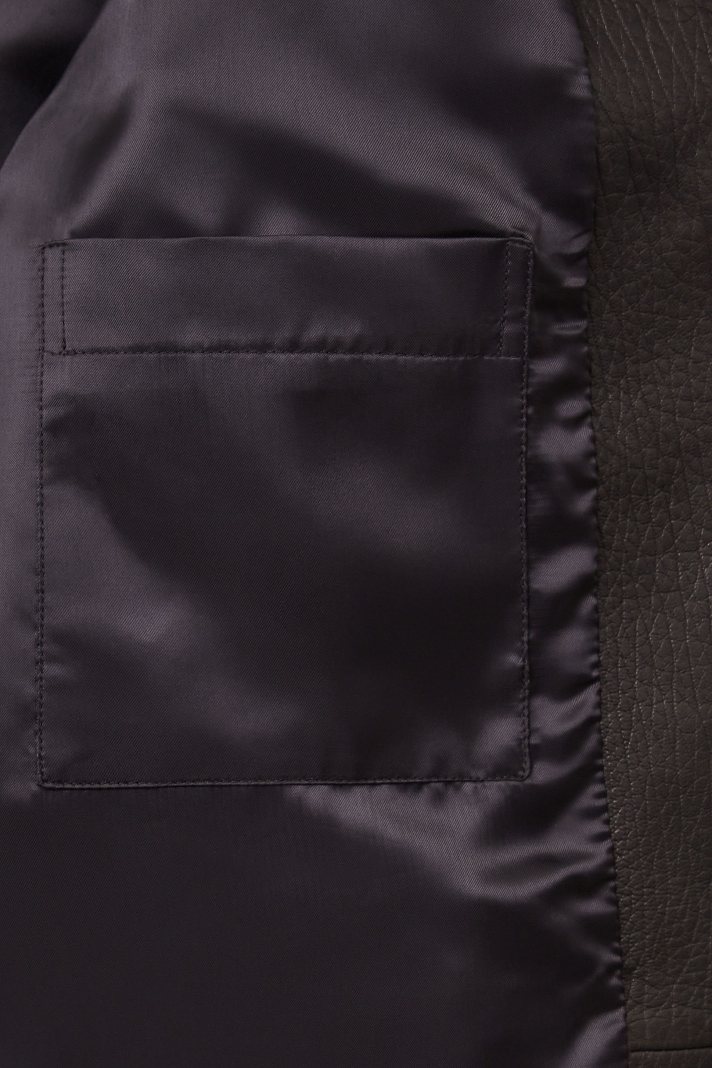 ジャケット・アウター COS COLLARED GRAINED-LEATHER JACKET COLLARED GRAINED-LEATHER JACKET - DARK BROWN | COS