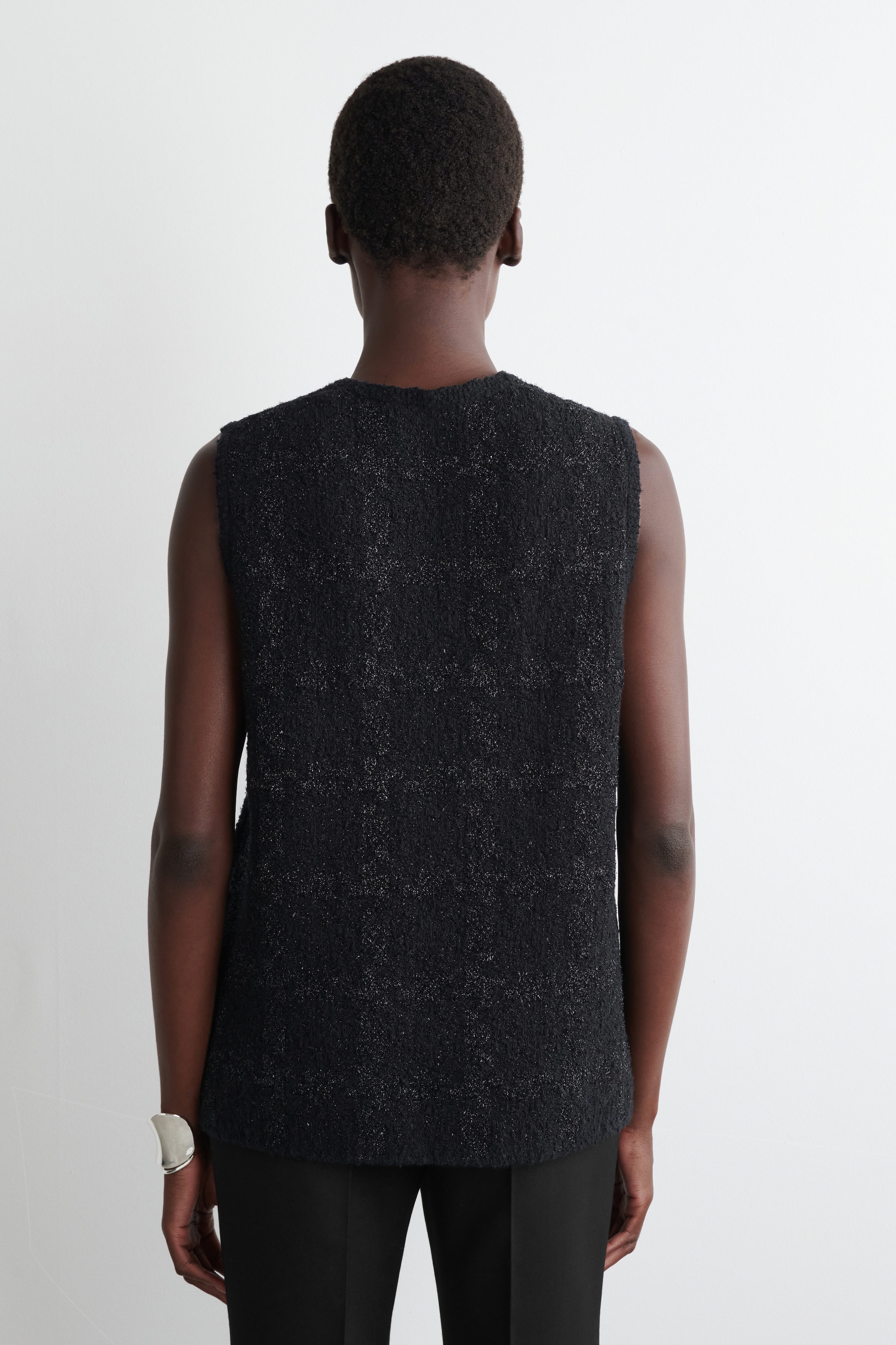 SPARKLY BOUCLÉ-KNIT VEST - BLACK / CHECKED | COS US