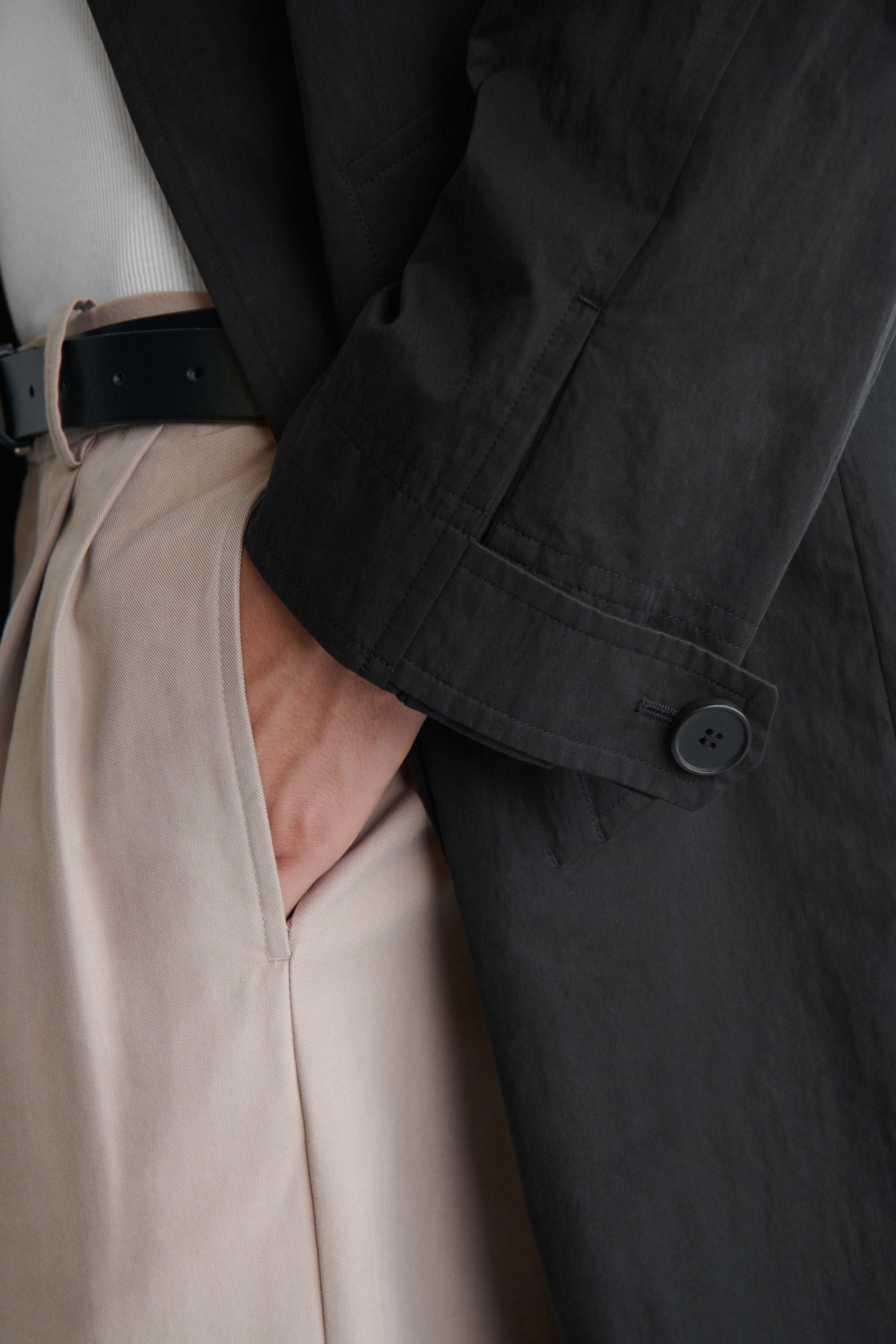 COTTON LONG TRENCH COAT - BLACK | COS US