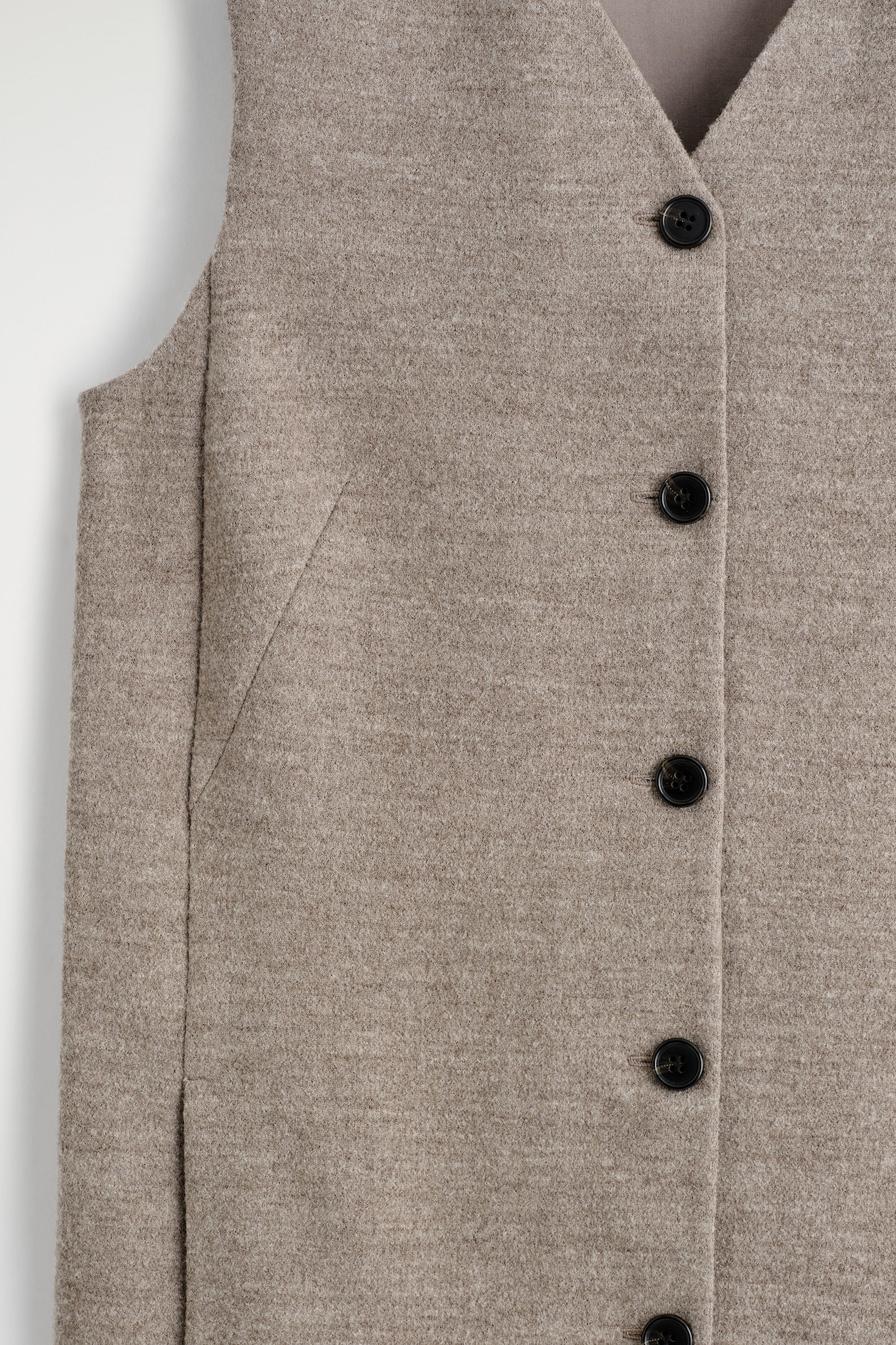 MERINO WOOL BUTTONED SHIFT MINI DRESS — BEIGE MÉLANGE