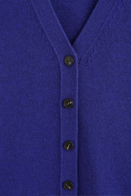 MERINO WOOL V-NECK CARDIGAN — COBALT BLUE 7