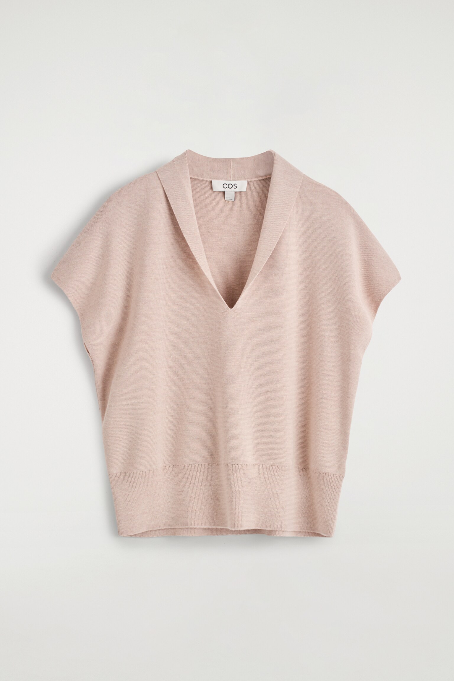 DÉBARDEUR À COL EN V EN LAINE MÉRINOS - BEIGE CHINÉ/NOIR - 2