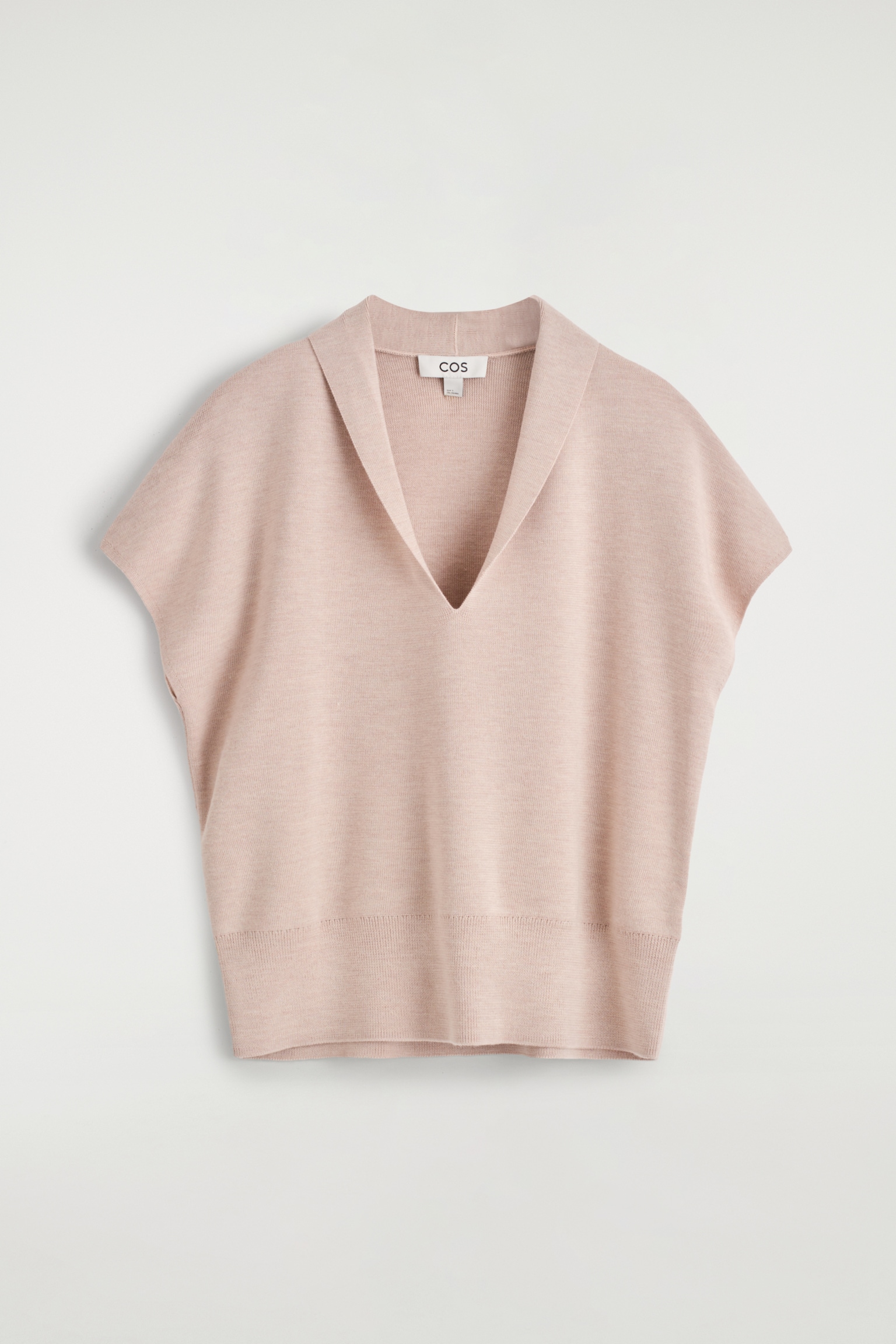 MERINO WOOL V-NECK VEST - BEIGE MÉLANGE/BLACK - 2