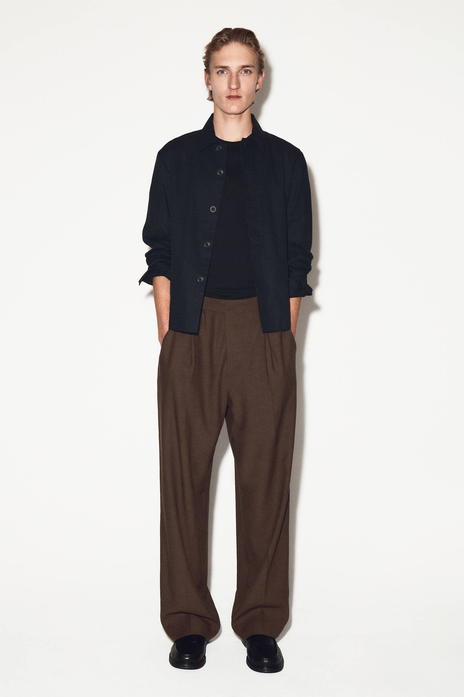 SURCHEMISE DÉCONTRACTÉE EN COTON - BLEU MARINE/BEIGE - 3