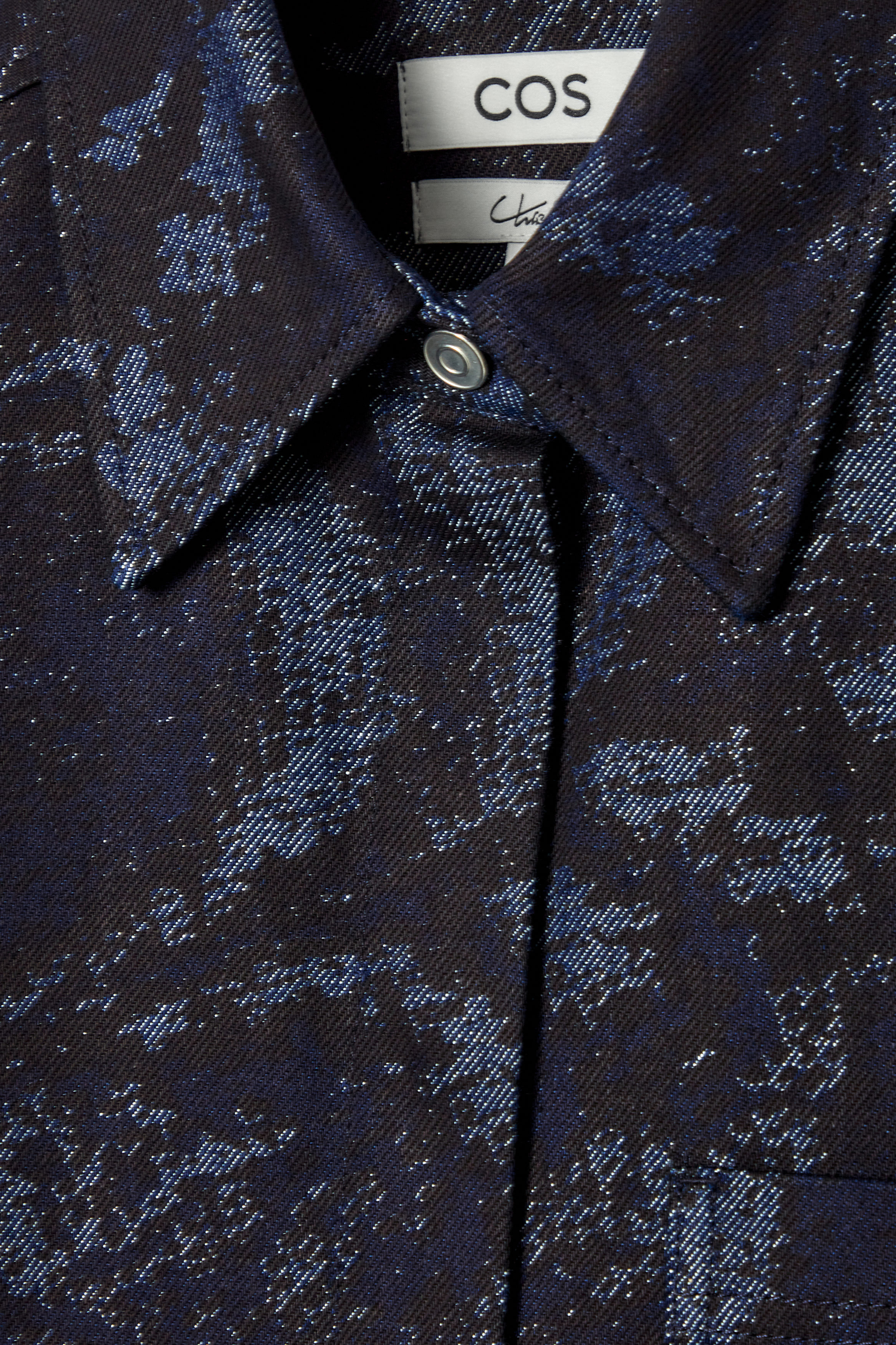 JACQUARD DENIM SHIRT DRESS - DARK BLUE | COS