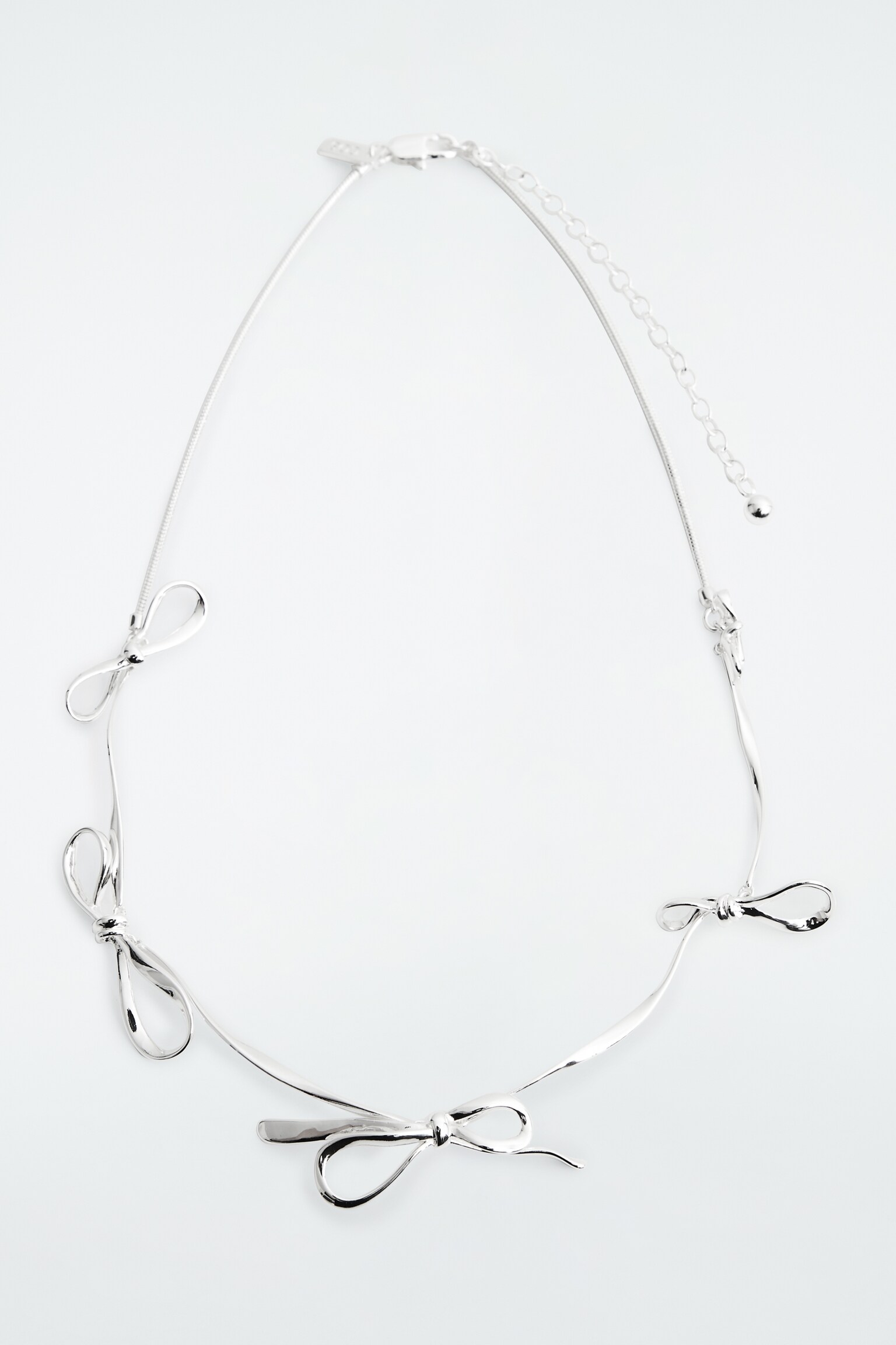 BOW SNAKE-CHAIN NECKLACE - SILVER