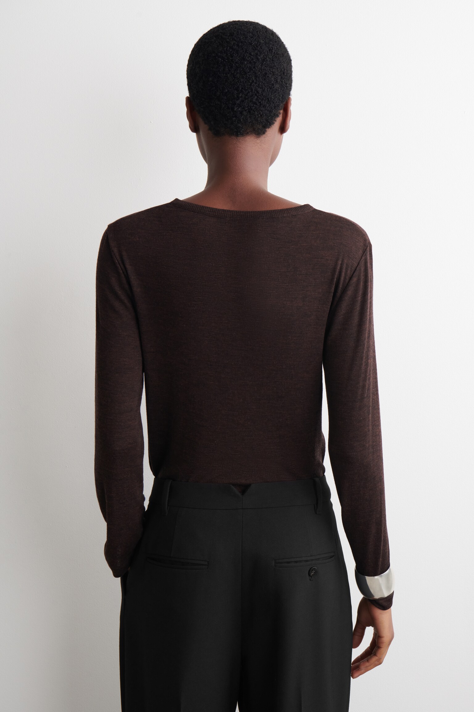 RIBBED WOOL HENLEY TOP - BROWN MÉLANGE/IVORY - 6
