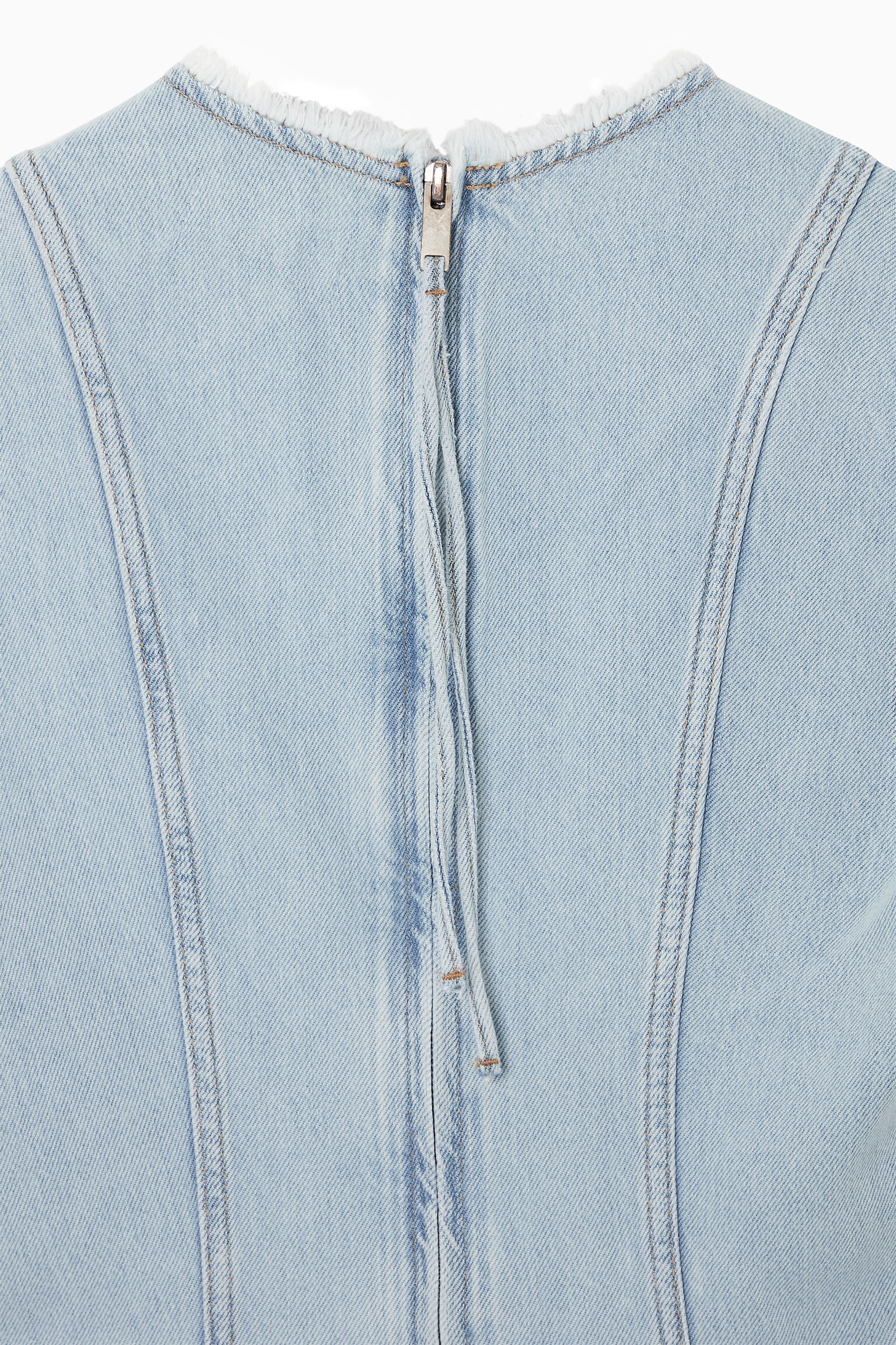 ROBE COURTE EMPIÈCEMENTS DENIM - BLEU CIEL - 3