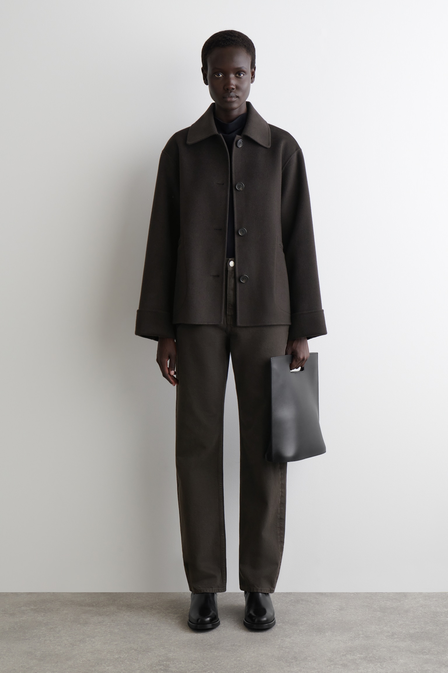 VESTE LAINE DOUBLE FACE - BRUN FONCÉ/NOIR - 7