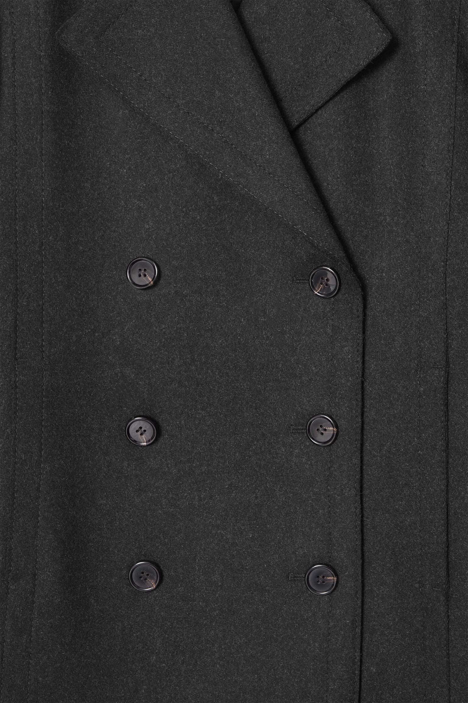 LONGLINE WOOL PEA COAT - CHARCOAL - 2
