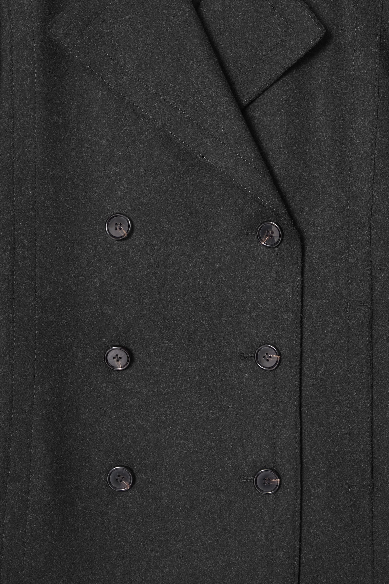 LONGLINE WOOL PEA COAT - CHARCOAL - 2