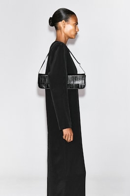 PARQUET CLUTCH BAG - EEL-EFFECT LEATHER — BLACK / EEL EFFECT 1