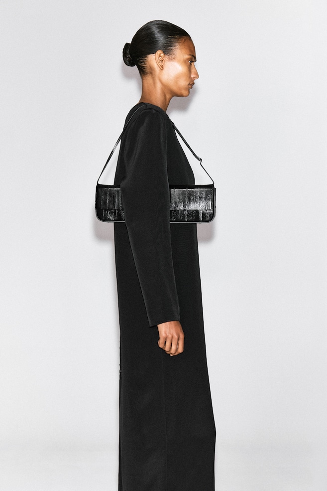 PARQUET CLUTCH BAG - EEL-EFFECT LEATHER — BLACK / EEL EFFECT
