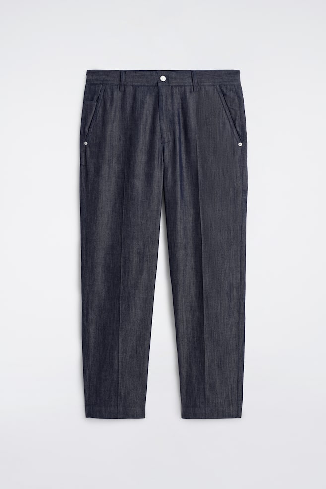RAW DENIM REGULAR-FIT STRAIGHT-LEG TROUSERS - INDIGO - 1
