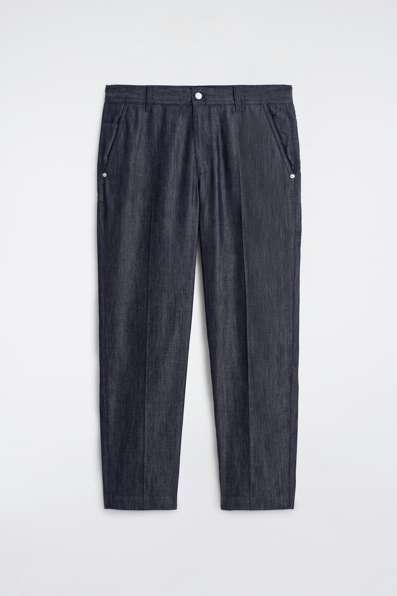 Raw Denim Regular-Fit Straight-Leg Pants