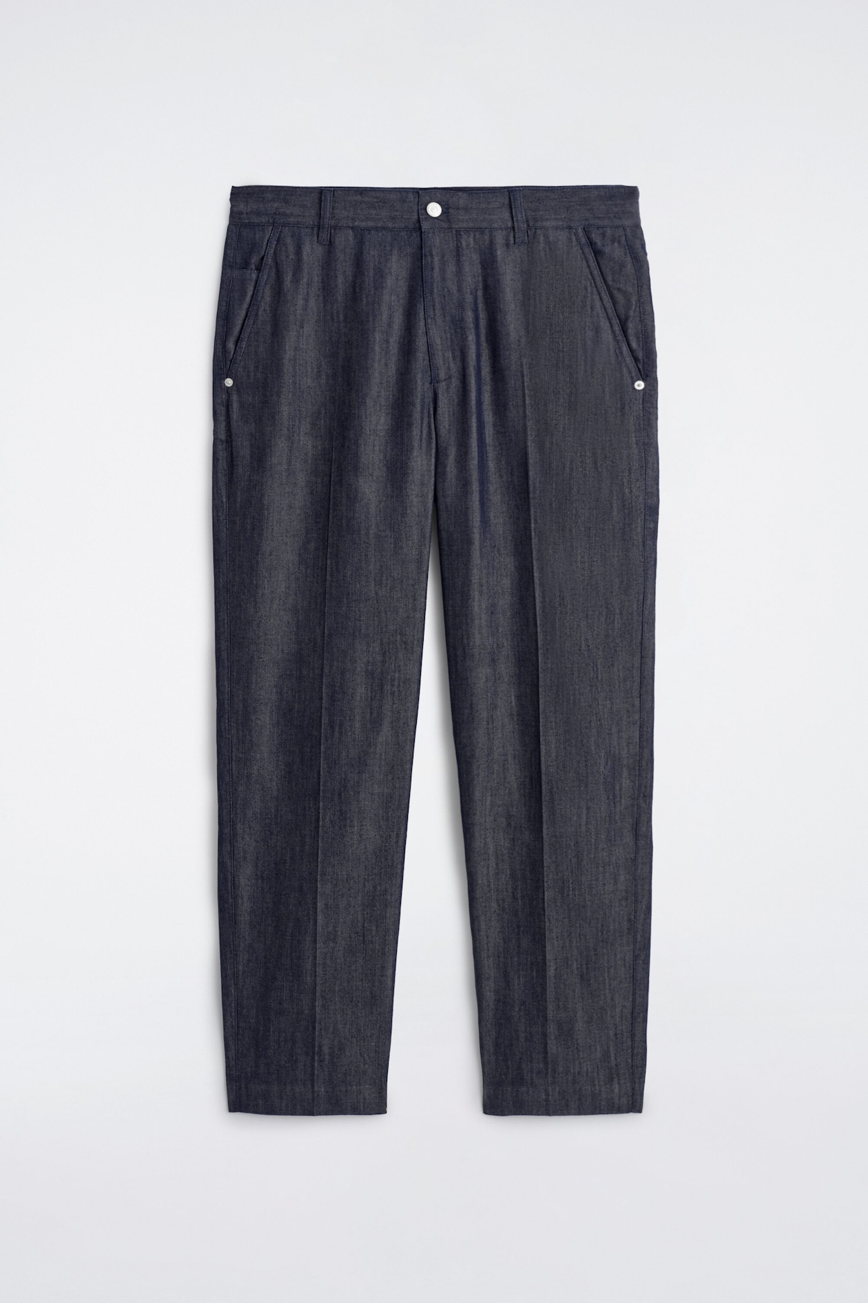 RAW DENIM REGULAR-FIT STRAIGHT-LEG TROUSERS