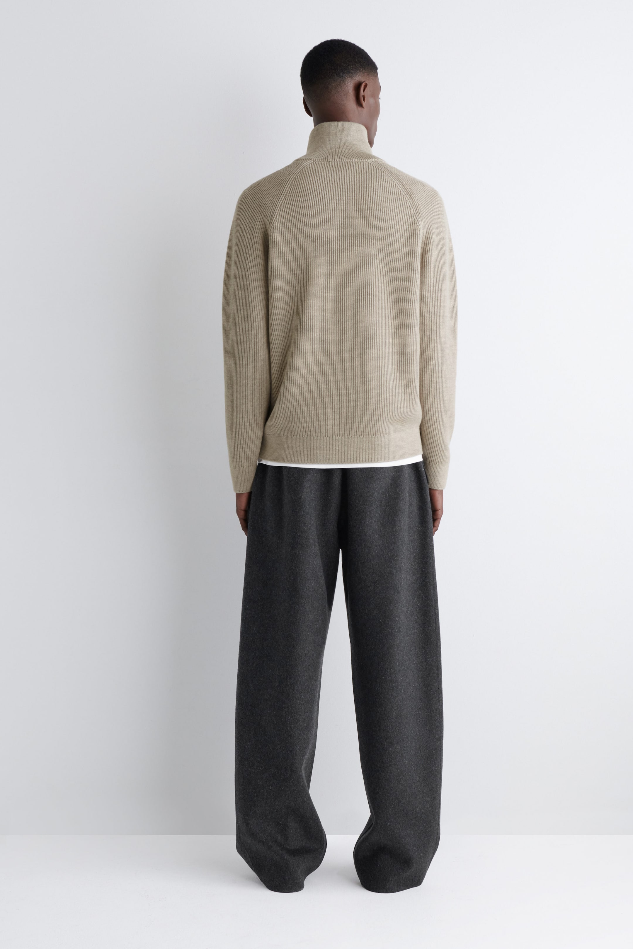 RIBBED WOOL HALF-ZIP JUMPER