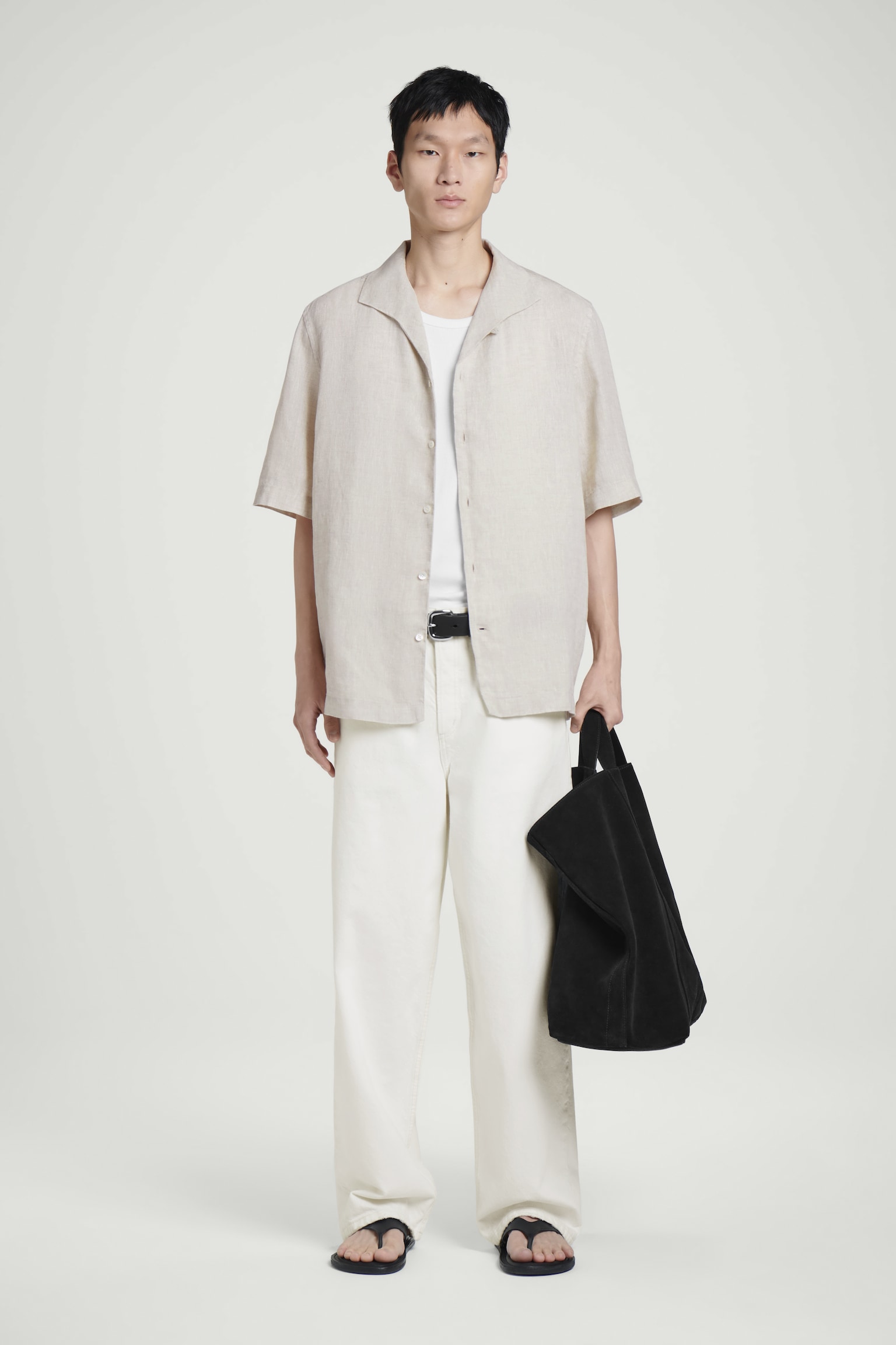 CHEMISE À MANCHES COURTES EN LIN - BEIGE / NON TEINT/NOIR/BLANC/BLANC / BLEU / IMPRIMÉ - 6