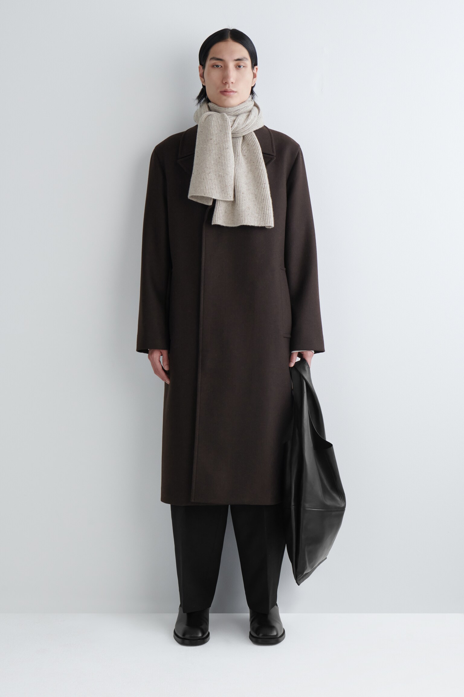 ÉCHARPE EN LAINE-CACHEMIRE CÔTELÉE - AVOINE CHINÉ/BLEU MARINE/BORDEAUX CHINÉ - 6