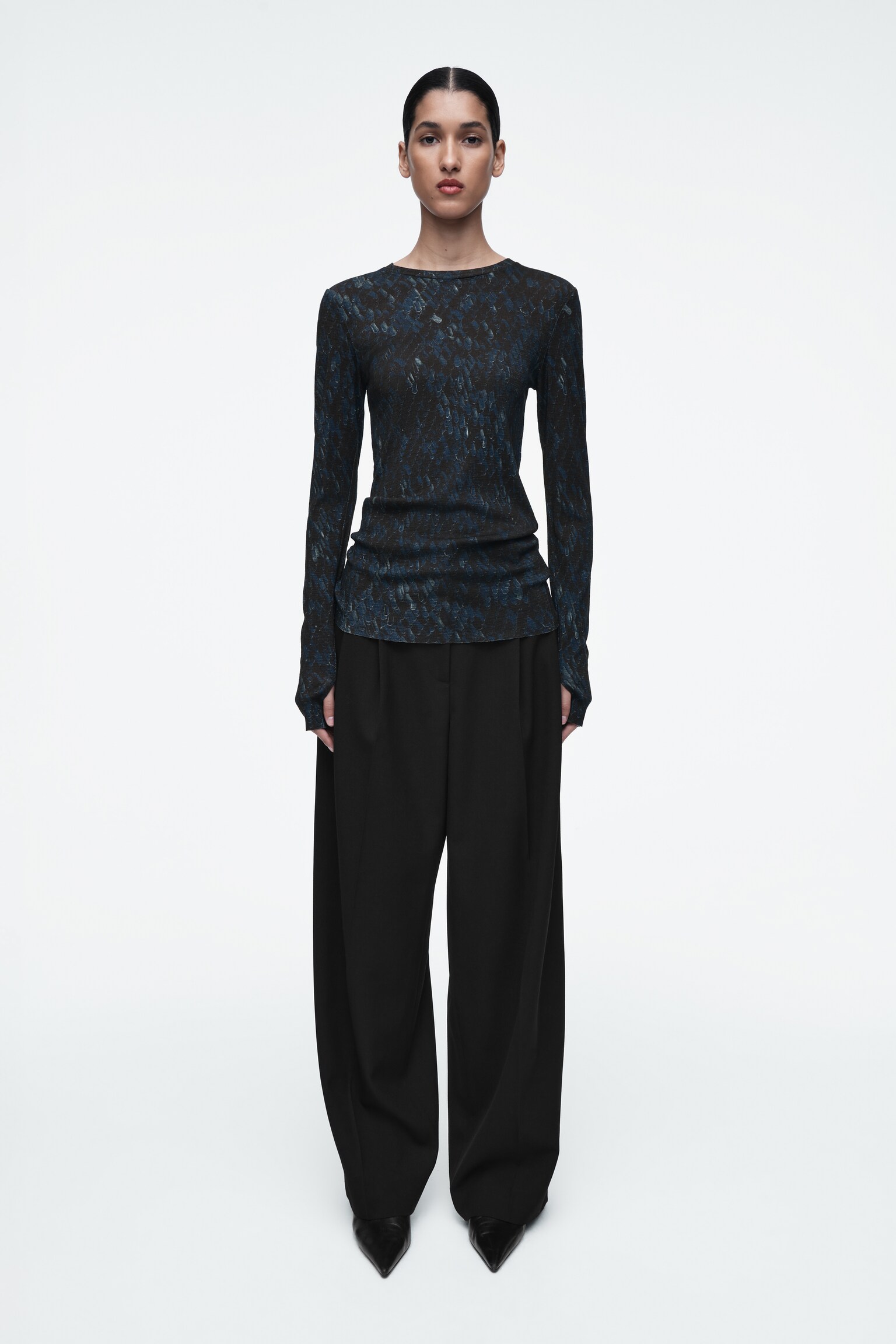 CREW-NECK MERINO WOOL TOP - MULTICOLOURED/OFF-WHITE/BLACK - 4