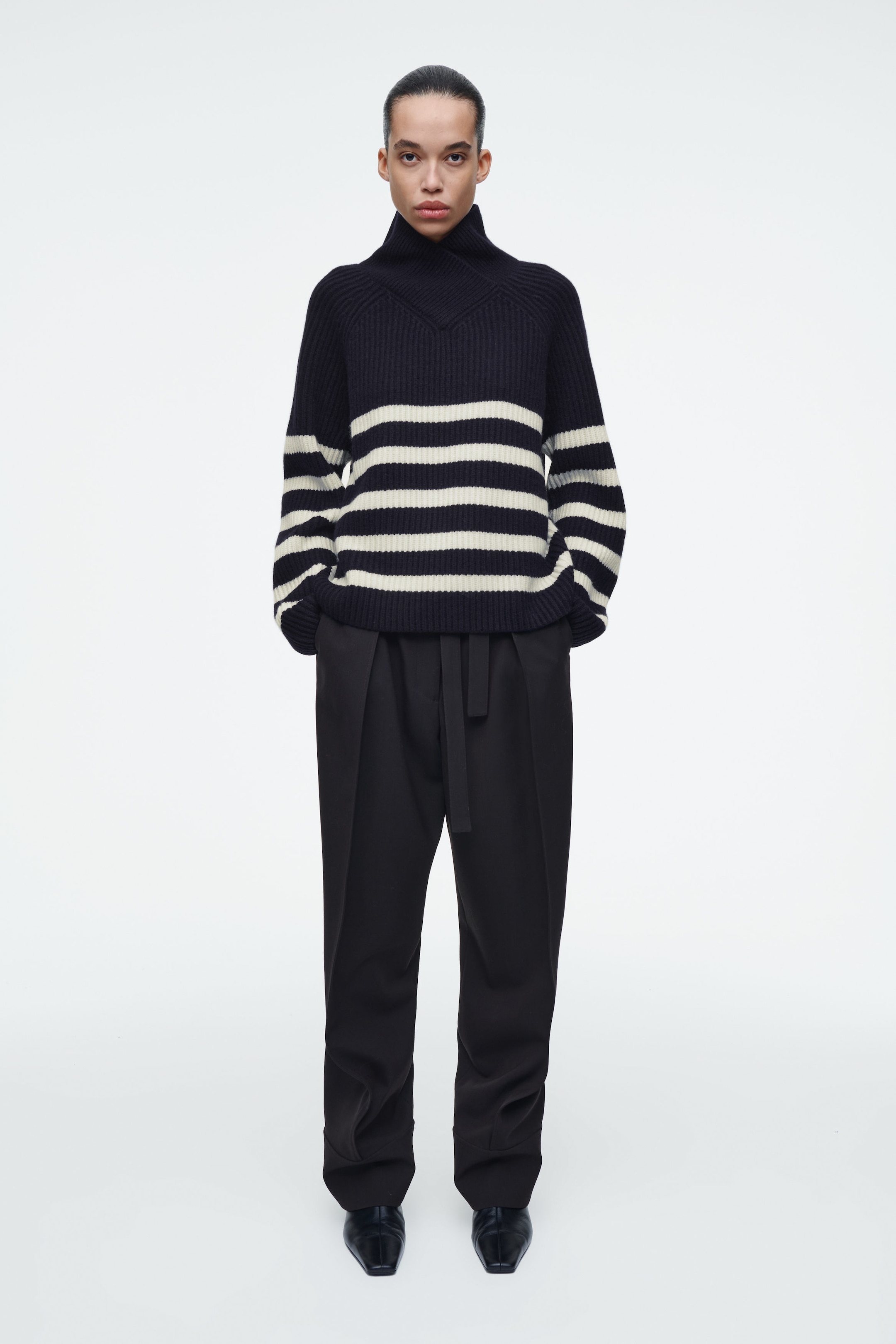 WRAP-COLLAR MERINO WOOL JUMPER