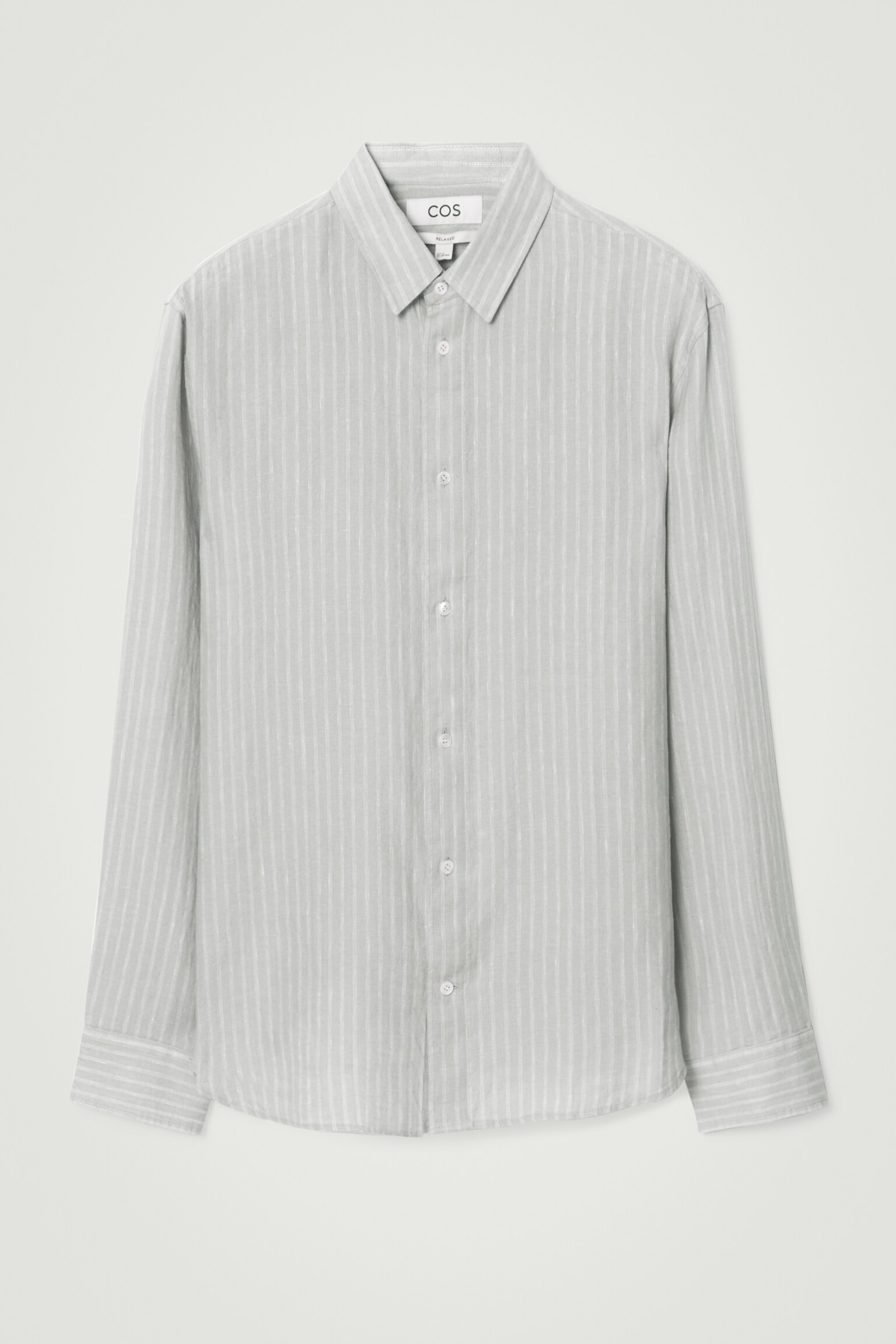 RELAXED STRIPED LINEN LONG-SLEEVED SHIRT - GREY / STRIPED/WHITE / STRIPED