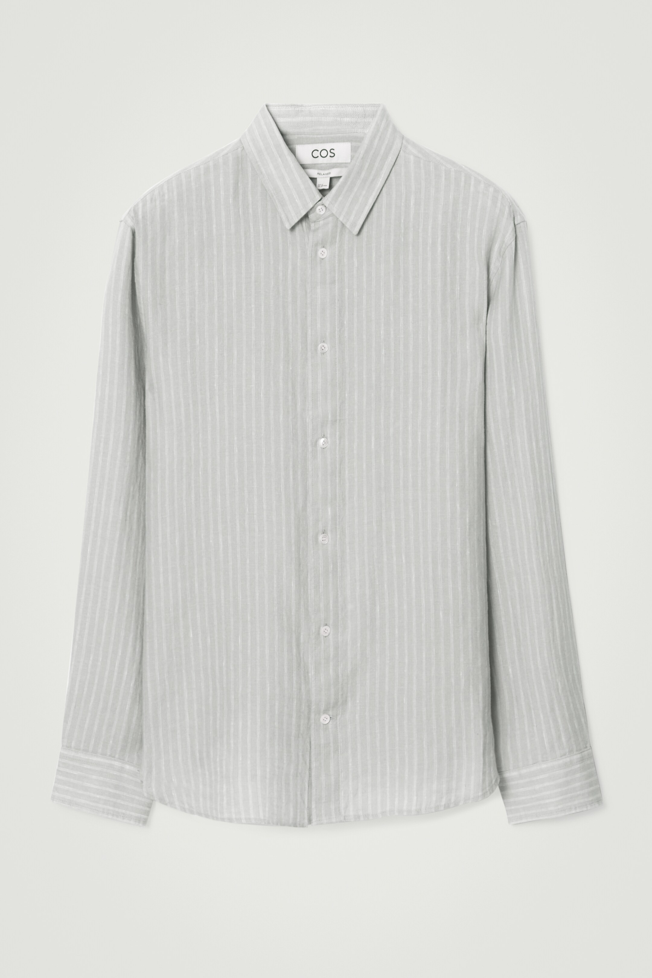 Ingrandisci l'immagine: RELAXED STRIPED LINEN LONG-SLEEVED SHIRT - GREY / STRIPED - UOMO | H&M CH 1