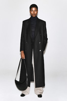 CURVED SHOULDER BAG - LEATHER — BLACK 1